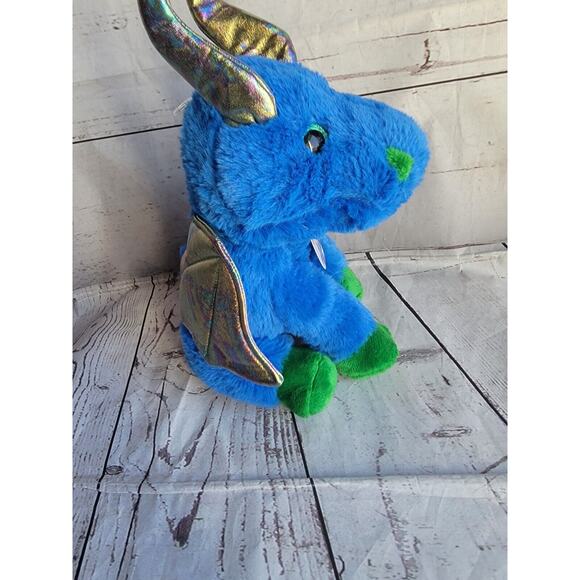 Blue Sitting Dragon Plush Stuffed Animal 9 In New - Picture 6 of 8